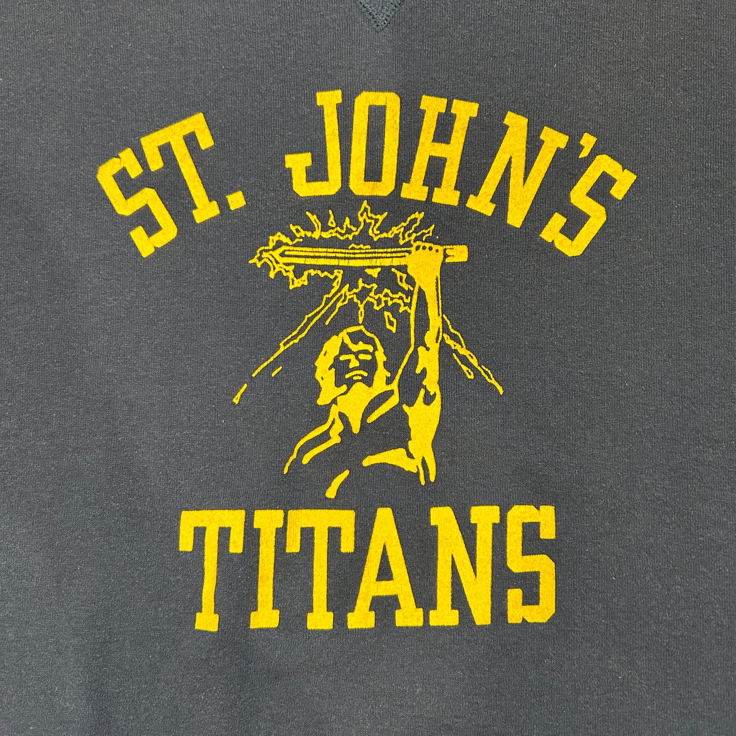 90's RUSSELL ATHLETICS ”ST. JOHN'S TITANS" カレッジ スウェット ネイビー (L)/B1578S-SO