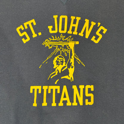 90's RUSSELL ATHLETICS ”ST. JOHN'S TITANS" カレッジ スウェット ネイビー (L)/B1578S-SO