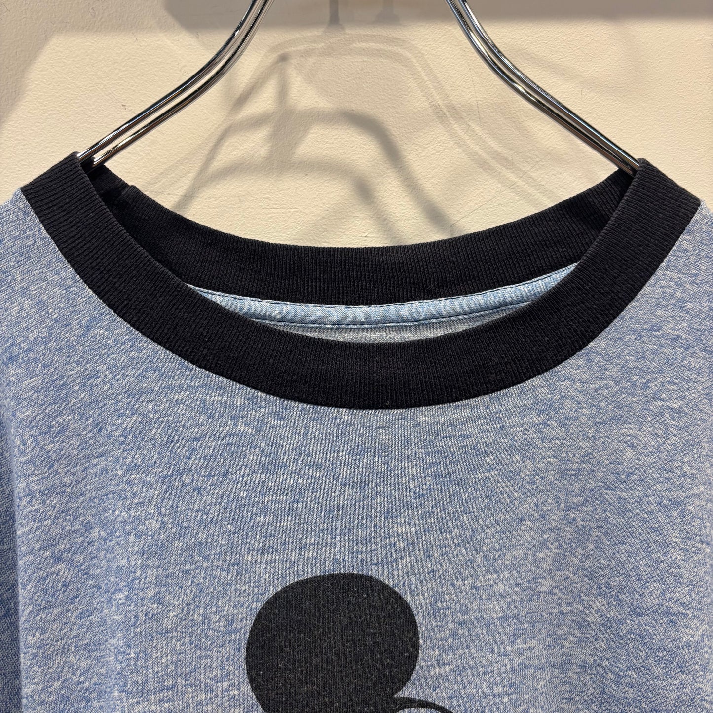 70's-80's Disney Mickey Mouse キャラクター リンガーTシャツ 青 霜降り (サイズ不明 M-L相当)/B3923T-SO