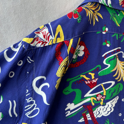 Polo by Ralph Lauren ラルフ  レーヨン アロハシャツ ブルー(M)/C0883SH-SO