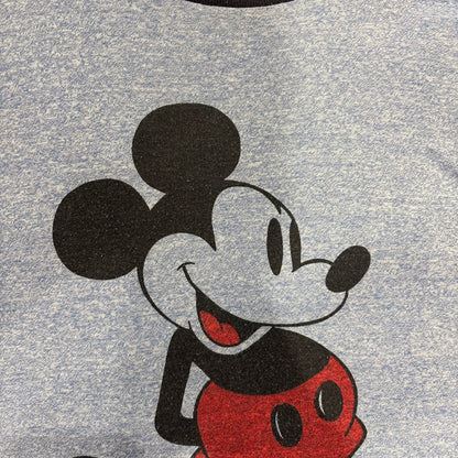 70's-80's Disney Mickey Mouse キャラクター リンガーTシャツ 青 霜降り (サイズ不明 M-L相当)/B3923T-SO