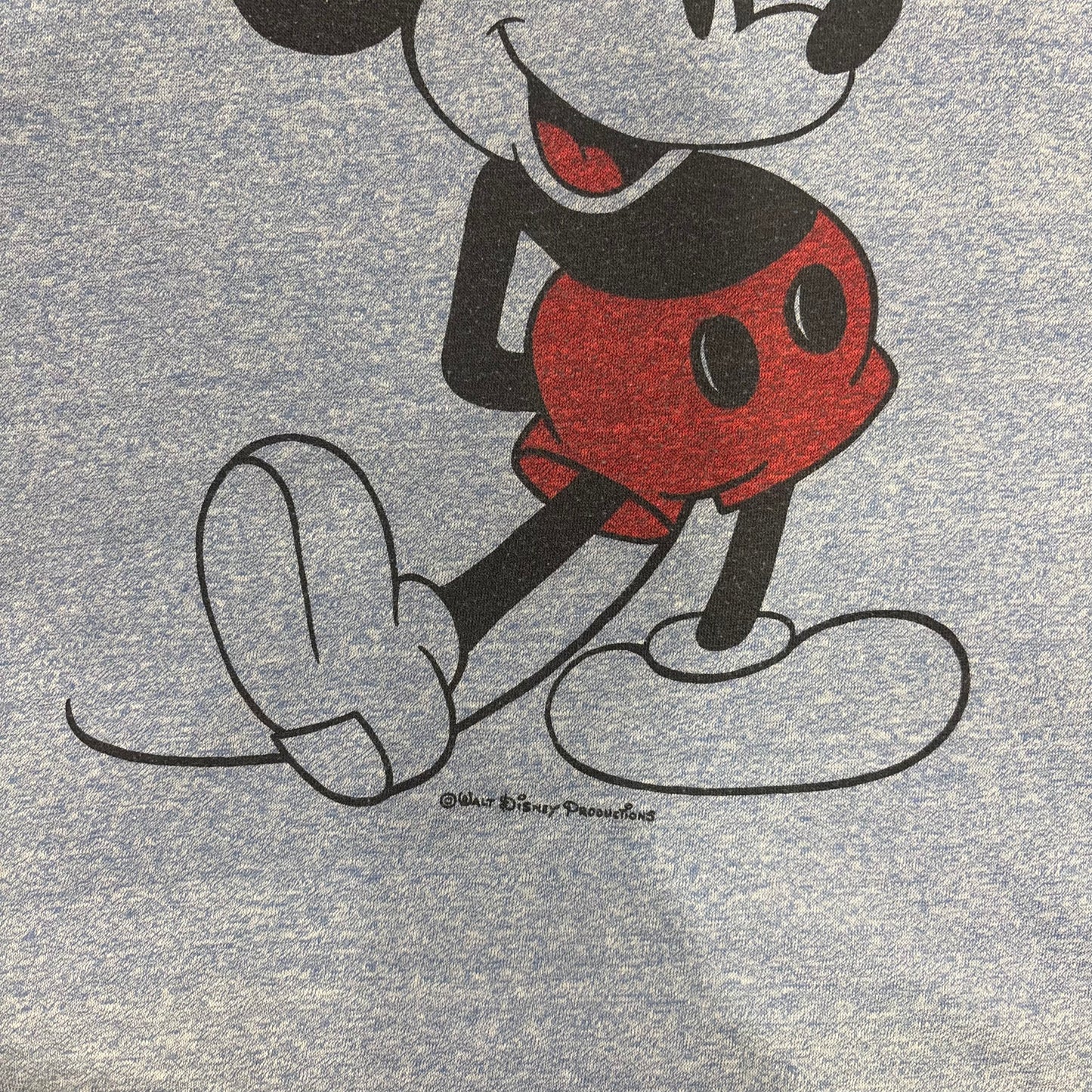 70's-80's Disney Mickey Mouse キャラクター リンガーTシャツ 青 霜降り (サイズ不明 M-L相当)/B3923T-SO