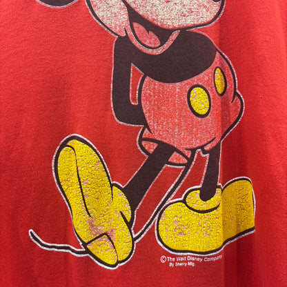 80's-90's Disney Mickey Mouse "Florida" キャラクターTシャツ 赤 (サイズ不明 L-XL相当)/B2450T-SO